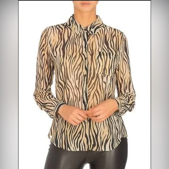 Guess | Zebra print sheer buttoned up shirt - Picture 3 of 9